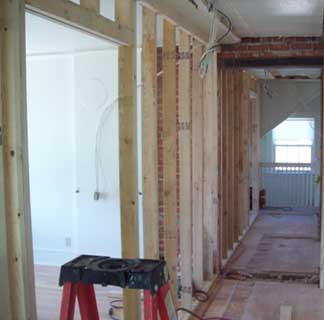photo of roughed -in wall
